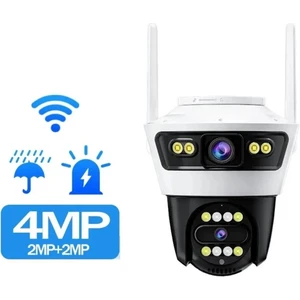BLM56 4 Mp 4K Ultra Hd Alarmlı Suya Dayanıklı Çift Lensli 2.4 G İp Dış Mekan Güvenlik Kamerası