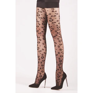 Daymod Külotlu Çorap Retro Leopar Desenli Siyah 38 - 40