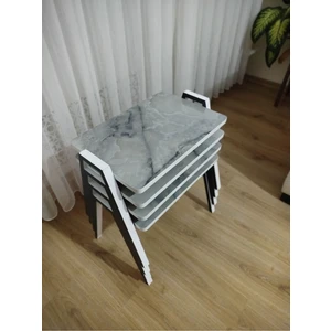 Zigon Sehpa 4'lü Mermer Desenli Tepsi Model