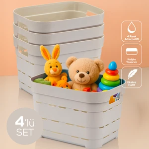 4'lü 5 Litre Delikli Saklama Kutusu Bej