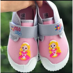 Cırtlı Kız Çocuk Panduf Cici Kız Baskılı Kaydırmaz Taban Kreş Ev Okul Ayakkabısı
