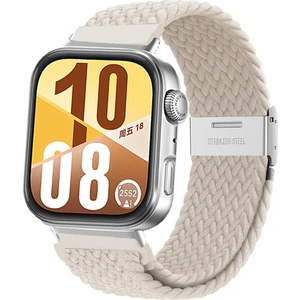 Huawei Watch Fit 3 / Fit 4 / Fit 4 Pro Uyumlu Metal Clips Kumaş Örgü Akıllı Saat Kordon
