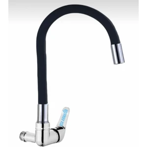 Duvardan Tek Su Çıkışlı- Siyah Spiral Hareketli- Borulu Mutfak Lavabo Bataryası Musluğu Çeşmesi