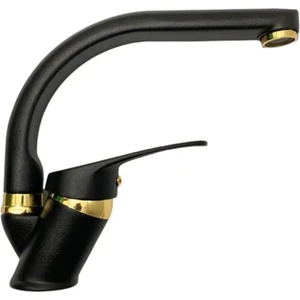 Siyah Gold Detay Banyo Lavabo Bataryası Musluğu Çift Su Girişli Garantili