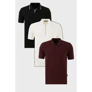 Pamuklu Regular Fit 3'lü Paket Polo Yaka T Shirt Erkek Polo Yaka T Shirt 59029641527S3