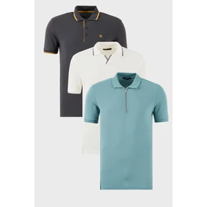 Pamuklu Regular Fit 3'lü Paket Polo Yaka T Shirt Erkek Polo Yaka T Shirt 59029641518S3