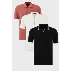 Pamuklu Regular Fit 3'lü Paket Polo Yaka T Shirt Erkek Polo Yaka T Shirt 59029641527S3