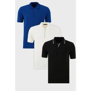 Pamuklu Regular Fit 3'lü Paket Polo Yaka T Shirt Erkek Polo Yaka T Shirt 59029641527S3