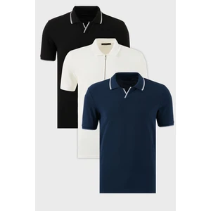 Pamuklu Regular Fit 3'lü Paket Polo Yaka T Shirt Erkek Polo Yaka T Shirt 590296415S3