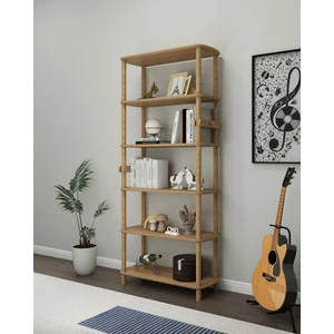 Cmd Wood Rosa 6 Raflı Kitaplık – MDF Lam Gövde, Ahşap Ayaklı – 174x80x30 cm | Modern ve Minimalist Raflı Kitaplık