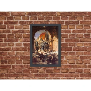 Ahşap Kendinden Çerçeveli Tablo - Vintage Fatih Sultan Mehmet’in Istanbul’a Girişi - 2, Standart - 20X28CM