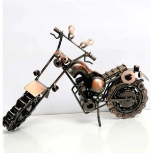 El Yapımı Motosiklet Figürler Modeli Retro Vintage Ev-Ofis Dekoratif Metal Süs Büyük Boy