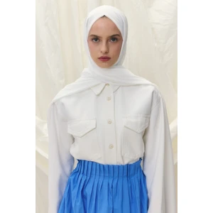 Fenza Scarf Paris Ipeği Şal - Beyaz