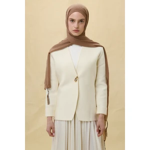 Fenza Scarf Püsküllü %50 Pamuk Brice Şal - Vizon