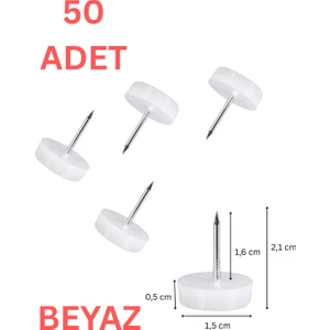 50 Adet Beyaz Çivili Poligrit Mobilya Ayağı Zemin Koruyucu | Masa, Sandalye, Sehpa, Tv Ünitesi Için Çizilme ve Gürültü Önleyici