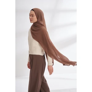 Biyeli Müslin Şal - Koyu Vizon