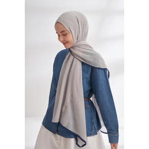 Biyeli Müslin Şal - Gümüş