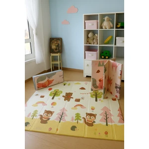 Can Mats , Katlanabilir Oyun Matı, Çantalı, Çift Taraflı Oyun Matı, Oyun Halısı, Kaymaz, Su Geçirmez, Isı Yalıtımlı, Bebek ve Çocuklar Için Orman Desenli