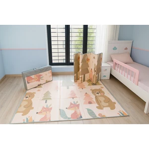 Can Mats , Katlanabilir Oyun Matı, Çantalı, Kenar Dikişli, Çift Taraflı Oyun Matı, Oyun Halısı, Kaymaz, Su Geçirmez, Isı Yalıtımlı, Bebek ve Çocuklar Için Orman ve Uçak Desenli