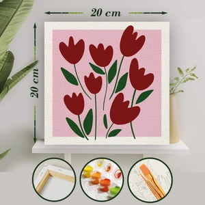 Sayılarla Boyama 20X20 Tuval Seti Fırça Boya Dahil Çıtaya Gerili - Kırmızı Lale