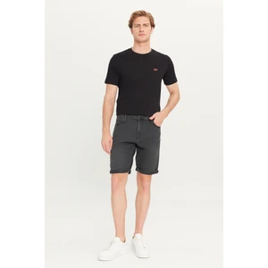 Slim Fit Dar Kesim Yüksek Bel Koyu Antrasit Pamuklu Esnek Şort