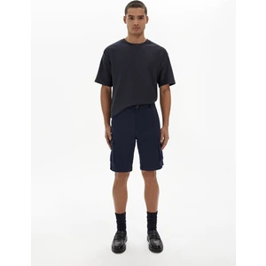 Erkek Basıc Gabardin Regular Kargo Lacivert Şort