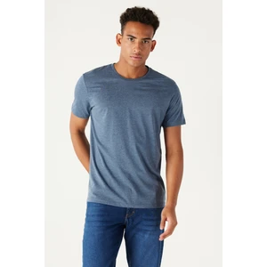 Altınyıldız Classics Erkek Indigo Melanj Pamuklu Slim Fit Dar Kesim Bisiklet Yaka Tişört