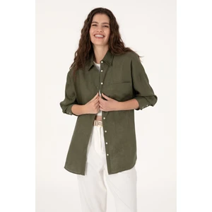 U.s. Polo Assn. Kadın Koyu Haki Gömlek Desenli 50299794-VR111