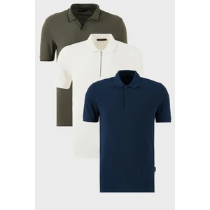 Pamuklu Regular Fit 3'lü Paket Polo Yaka T Shirt Erkek Polo Yaka T Shirt 59029641527S3