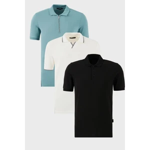 Pamuklu Regular Fit 3'lü Paket Polo Yaka T Shirt Erkek Polo Yaka T Shirt 59029641527S3