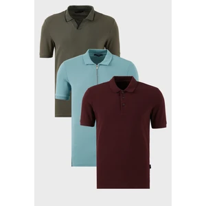 Pamuklu Regular Fit 3'lü Paket Polo Yaka T Shirt Erkek Polo Yaka T Shirt 59029641527S3