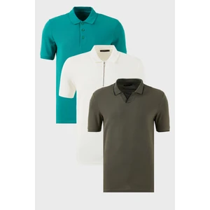 Pamuklu Regular Fit 3'lü Paket Polo Yaka T Shirt Erkek Polo Yaka T Shirt 59029641527S3