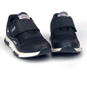 Kadın Siyah Beyaz Bağcıksız Cırtlı Hafif Rahat Günlük Sneaker Spor Ayakkabı