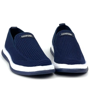 Erkek Lacivert Çok Hafif Triko Bağcıksız Esnek Hafif Günlük Casual Sneaker Spor Ayakkabı