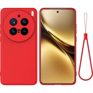 Digital Computer Home Vivo X200 Pro 5g Kılıf Sıvı Silikon Telefon Arka Kapağı El Kayışı Ile-Kırmızı (Yurt Dışından)