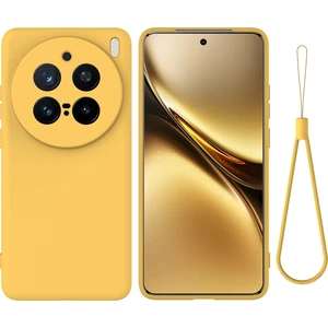 Digital Computer Home Vivo X200 Pro 5g Kılıf Sıvı Silikon Telefon Arka Kapağı El Kayışı Ile-Sarı (Yurt Dışından)