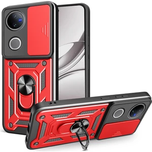 Digital Computer Home Vivo V50 5g Kılıf Sürgülü Kamera Kapağı Pc+Tpu Destekli Telefon Kılıfı-Kırmızı (Yurt Dışından)