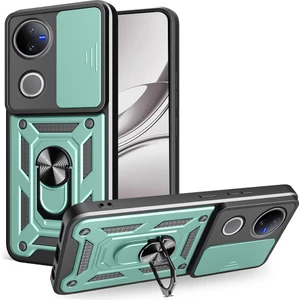 Digital Computer Home Vivo V50 5g Kılıf Sürgülü Kamera Kapağı Pc+Tpu Destekli Telefon Kılıfı-Yeşil (Yurt Dışından)