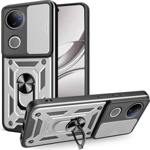 Digital Computer Home Vivo V50 5g Kılıf Sürgülü Kamera Kapağı Pc+Tpu Destekli Telefon Kılıfı-Gümüş (Yurt Dışından)