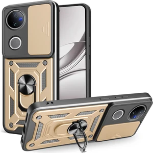Digital Computer Home Vivo V50 5g Kılıf Sürgülü Kamera Kapağı Pc+Tpu Destekli Telefon Kılıfı-Altın (Yurt Dışından)