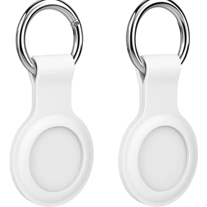 Airtag Anahtarlıklı Silikon Kılıf A010 Darbeye Dayanıklı Kaybolmaya Karşı Tam Koruma Kolay Tak Çıkar Apple Airtag ile Uyumlu Koruyucu Anahtarlık Beyaz 2'li Paket