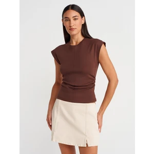 31875 Dikiş Detaylı T-Shirt-Açık Kahve