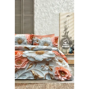 %100 Pamuk Ranforce Çeyizlik Luxury 5d Dijital Çift Kişilik Nevresim Takımı Gold Rose