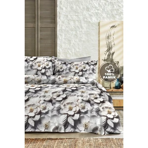 %100 Pamuk Ranforce Çeyizlik Luxury 5d Dijital Çift Kişilik Nevresim Takımı Gri
