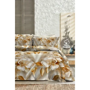 %100 Pamuk Ranforce Çeyizlik Luxury 5d Dijital Çift Kişilik Nevresim Takımı Gold
