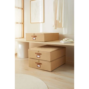 Ocean Home Textile 3 Adet Jüt Baza Altı Valiz Düzenleyici Destekli Kutu Hurç 55 x 70 x 18 cm