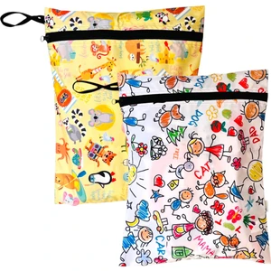 2 Adet, 37x30cm Summer ve Family Desen, Sıvı Geçirmeyen Çok Amaçlı Çanta, Ekonomik Set, Yıkanabilir