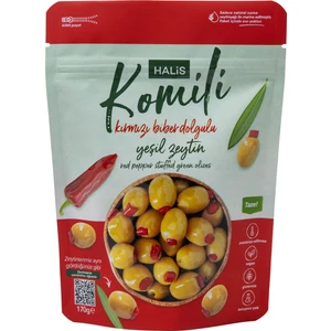 Kırmızı Biber Dolgulu Yeşil Zeytin 170 gr