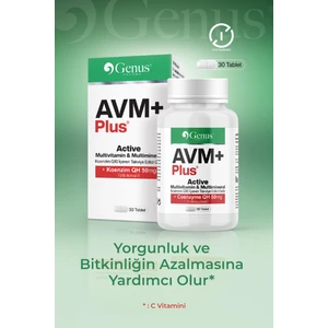 Genus Pharma AVM+ Plus Active, Multivitamin İçeren Takviye Gıda (30 Tablet)