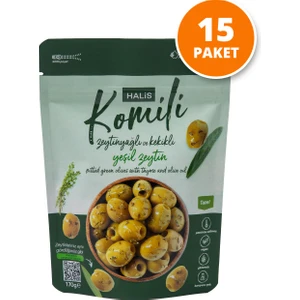 Çekirdeksiz Zeytinyağlı ve Kekikli Yeşil Zeytin 15 x 170g